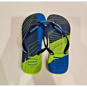NEW Men's Havaianas Lemon Green and Blue Flip Flops US 11/12 (Eu 45/46)
